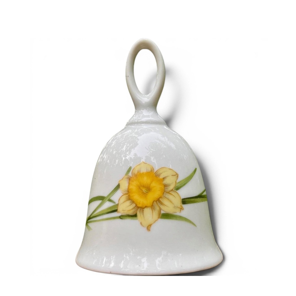 Vintage Toscany Collection Porcelain Bell Yellow Daffodil Floral Decor Taiwan